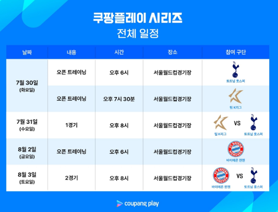 2024 쿠팡플레이 시리즈 전체 일정 / 이미지- 쿠팡 제공
