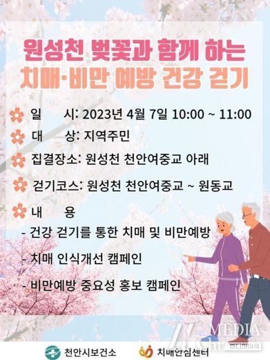 ‘벚꽃과 함께하는 치매·비만 예방 건강 걷기’ 캠페인 홍보문.