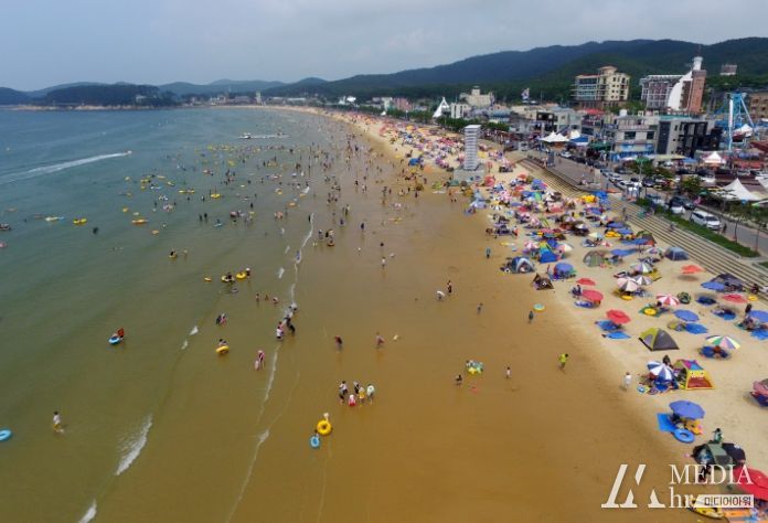 만리포 해수욕장 항공사진