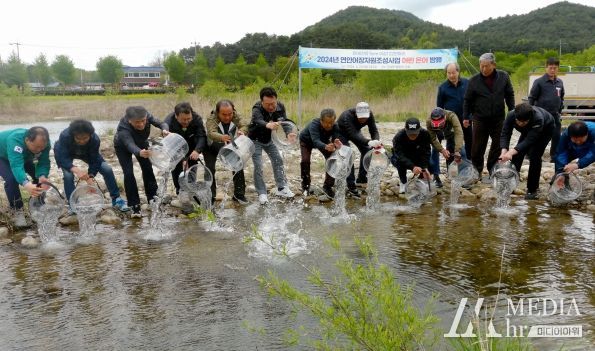 울진군, 왕피천에 어린 은어 2024년 첫 방류