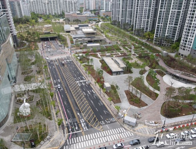 대유평공원 1단계 구간과 2단계 구간이 이어지는 부분 전경